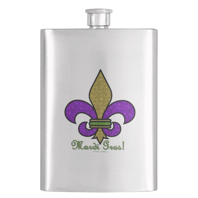 Petaca Colorido Mardi Gras Fleur De Lis (Anverso)