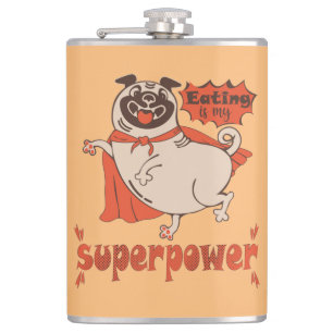 Petaca Comer es mi sobrenombre rojo cloak pug estilo cómi
