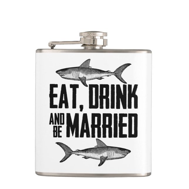 Petaca Comer y casarse con un Boda de tiburones ventilado (Anverso)