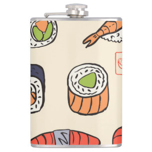 Petaca Comida de sushi, diseño de patrones impecable.