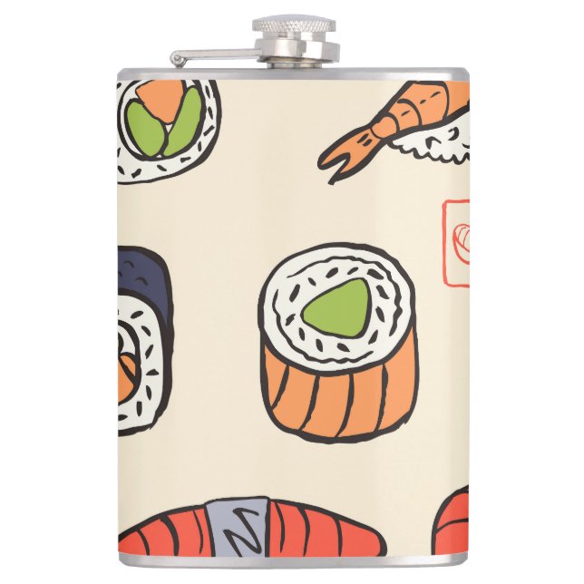 Petaca Comida de sushi, diseño de patrones impecable. (Anverso)