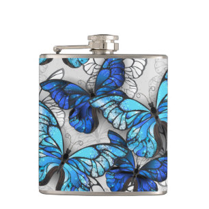 Petaca Composición de las mariposas blancas y azules