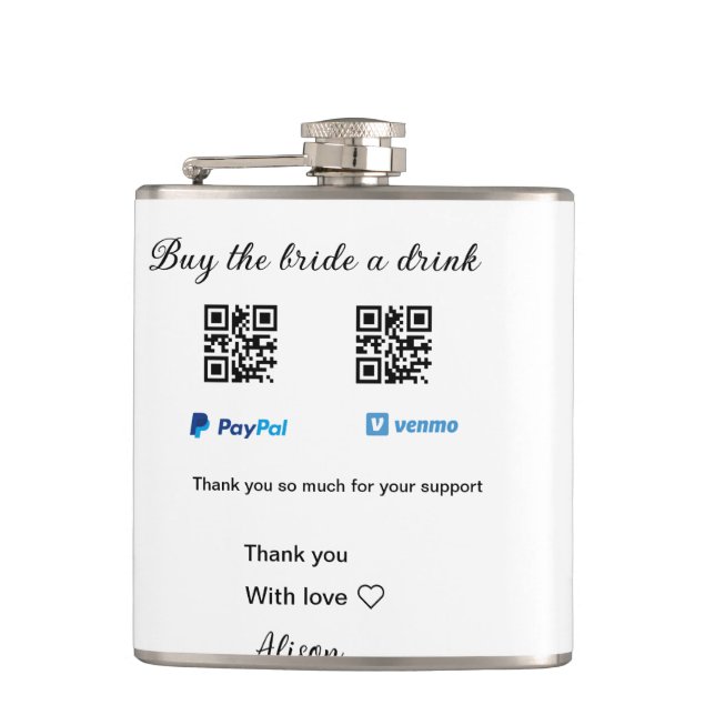 Petaca Compra a la novia una donación de bebidas QR Venmo (Anverso)