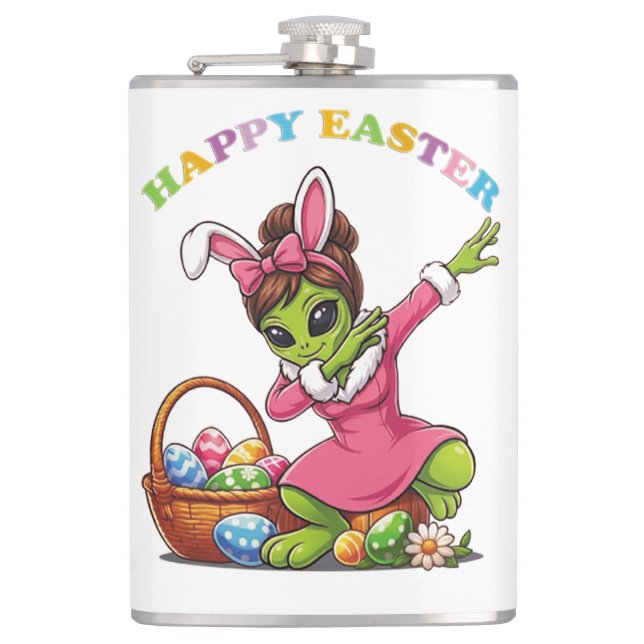 Petaca Conejo de Pascua Alien Divertido Dabbing Huevo de  (Anverso)