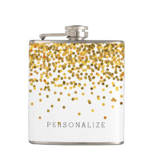 Petaca confetti de efecto metalizado dorado