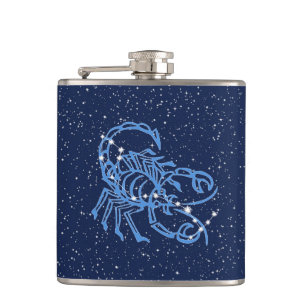 Petaca Constelación de Escorpio y Rótulo zodiaco con estr