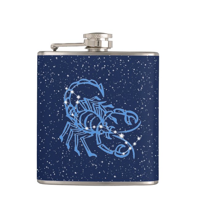 Petaca Constelación de Escorpio y Rótulo zodiaco con estr (Anverso)