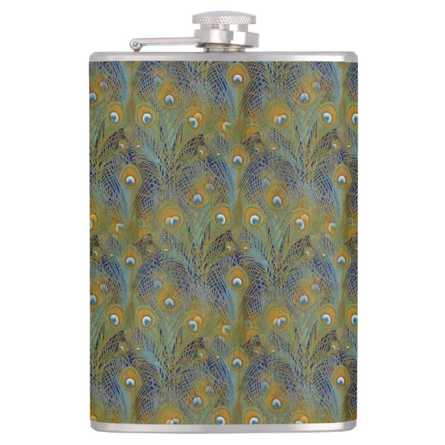 Petaca Coordenadas de plumas de pavo real (Anverso)