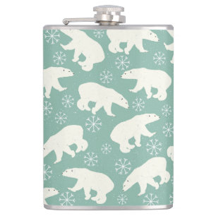 Petaca Copo de Nieve de Oso Polar Azul Blanco Patrón de I