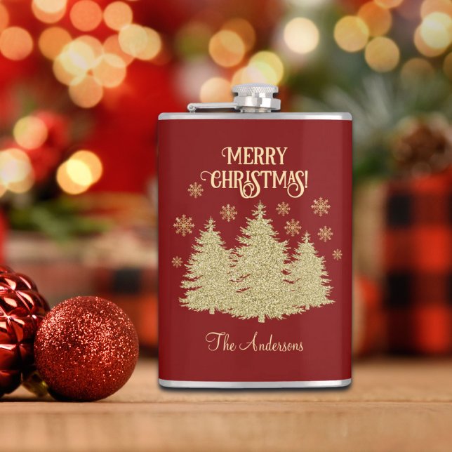 Petaca Copos de nieve dorados de pino (Subido por el creador)