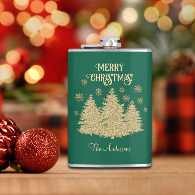 Petaca Copos de nieve dorados de pino (Subido por el creador)