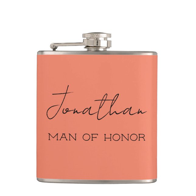 Petaca Coral Personalizado hombre de honor (Anverso)