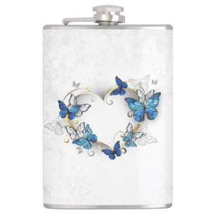 Petaca Corazón de joyas con mariposas Morfo