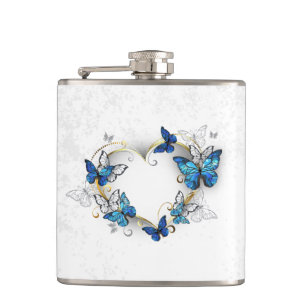 Petaca Corazón de joyas con mariposas Morfo