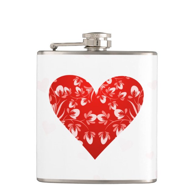 Petaca Corazón de San Valentín romántico floral (Anverso)