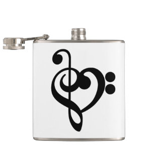 Petaca Corazón musical de música - Treble Bass Clef