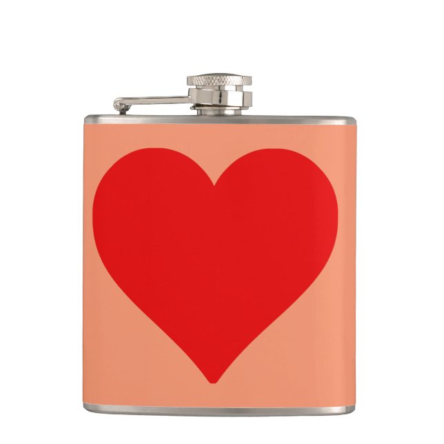Petaca Corazón Rojo Forma Amor Clásico Minimalismo (Anverso)