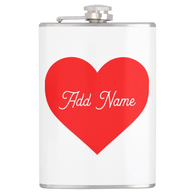 Petaca Corazón Rojo Romántico Personalizado (Anverso)