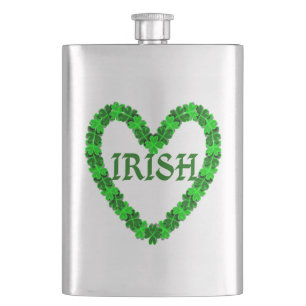 Petaca Corazón Shamrock irlandés
