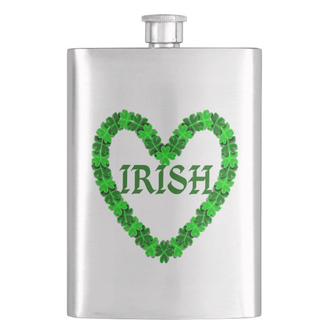 Petaca Corazón Shamrock irlandés (Anverso)