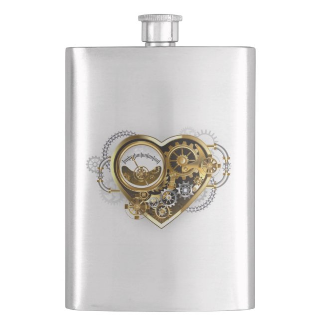 Petaca Corazón Steampunk con un Manómetro (Anverso)