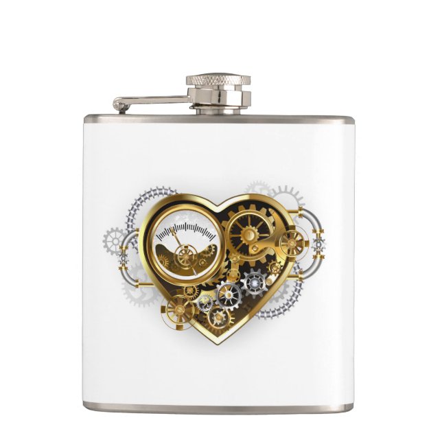 Petaca Corazón Steampunk con un Manómetro (Anverso)