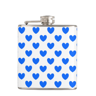 Petaca Corazones de polka azul en blanco
