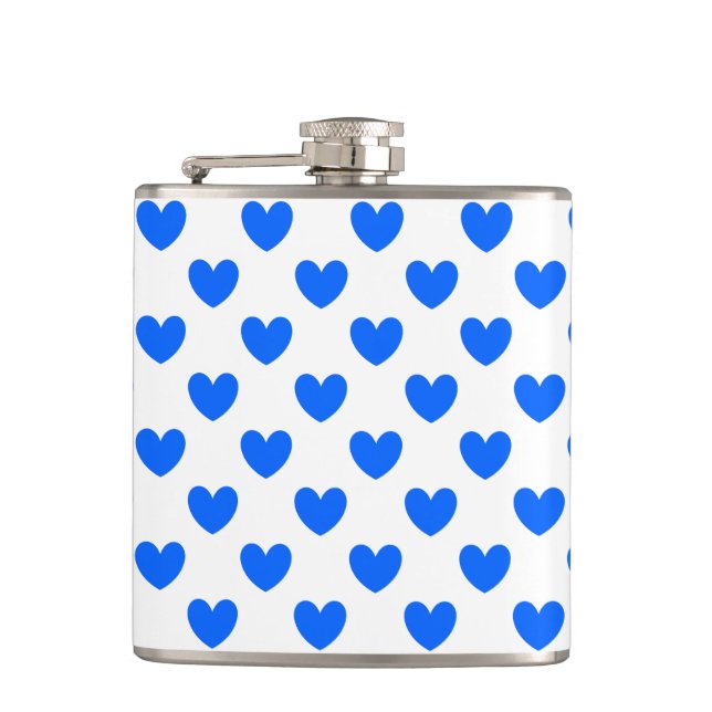 Petaca Corazones de polka azul en blanco (Anverso)