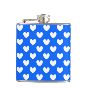Petaca Corazones de polka blanca en azul