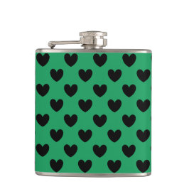 Petaca Corazones de polka negra en Kelly Green