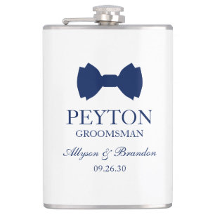 Petaca Corbata Azul para Padrino de Boda