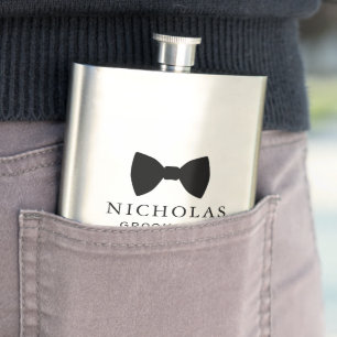 Petaca Corbata Negra Groomsman Boda Personalizada