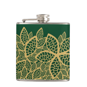 Petaca Cordón de oro de la hoja en fondo verde