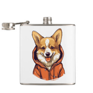 Petaca Corgi Divertido con Sudadera