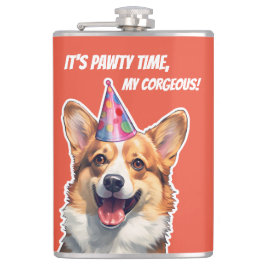 Petaca Corgi Es la hora de la fiesta de cumpleaños mi cor