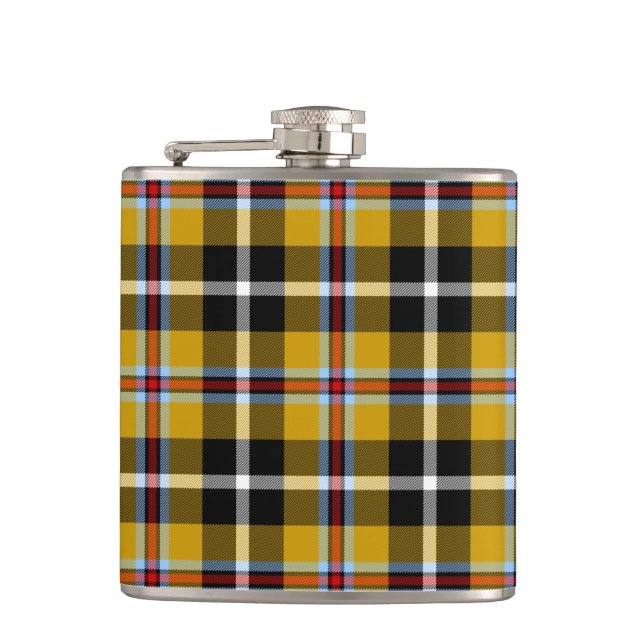 Petaca Cornish National Tartan Yellow and Black Planteado (Anverso)