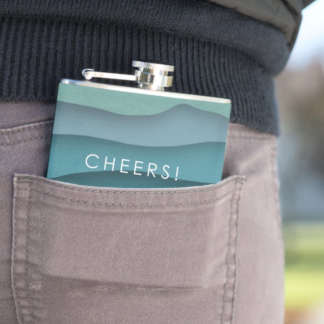 Petaca Costa de las olas del océano azul moderno (Subido por el creador)