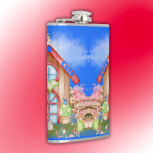 Petaca Cottagecore Cosy & Cute colorido en azul