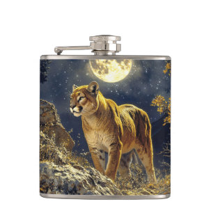 Petaca Cougar en el arte de la vida salvaje a la luz de l