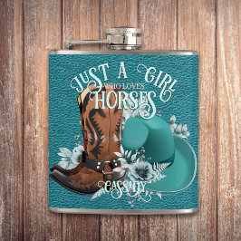 Petaca Cowgirl cita botas de vaquero de cuero turquesa go