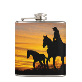 Petaca Cowgirl Sunset Horseback Rige Bebe Flask
