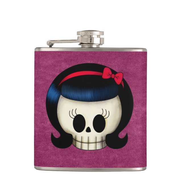 Petaca Cráneo del chica del Rockabilly (Anverso)