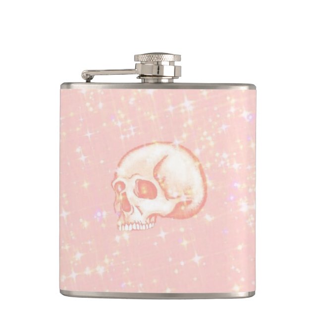 Petaca Cráneo rosa espumoso (Anverso)