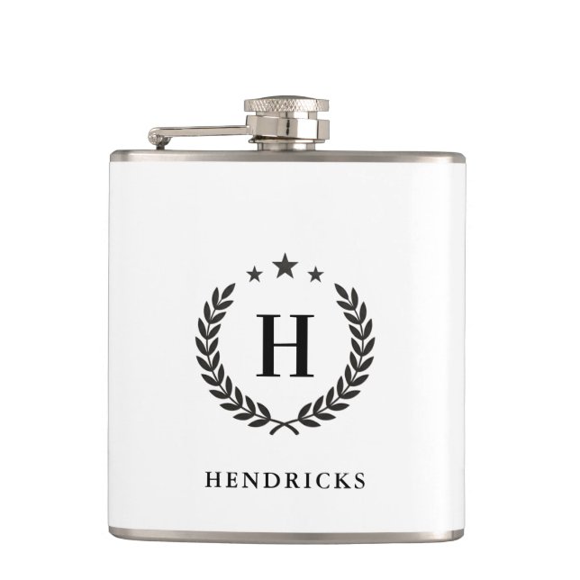 Petaca Create Your Own Intel Monogram With Laurel wreaths (Anverso)