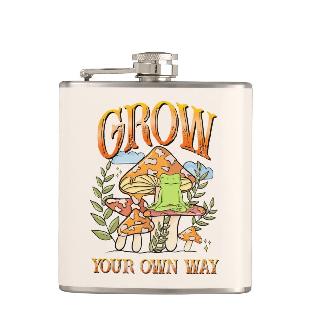 Petaca "Crece tu propio camino" | Rana y hongo meditación (Anverso)