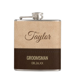 Petaca Crema moderna y cuero marrón