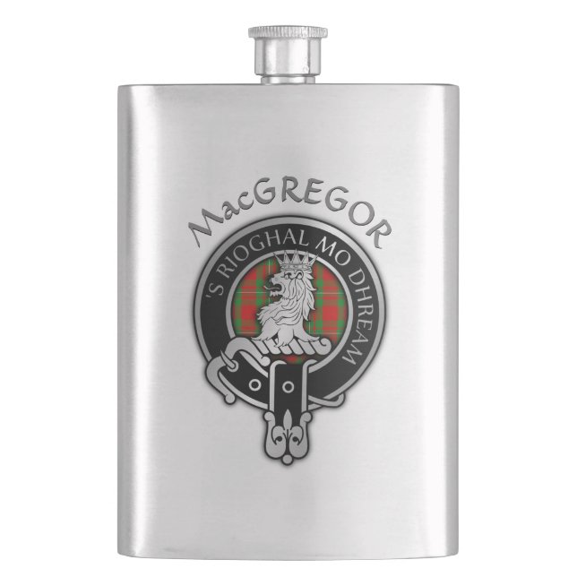 Petaca Crest y Tartán de Clan MacGregor en Frasco (Anverso)