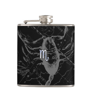 Petaca Cromo como Rótulo Escorpio Zodiaco en Hevelius