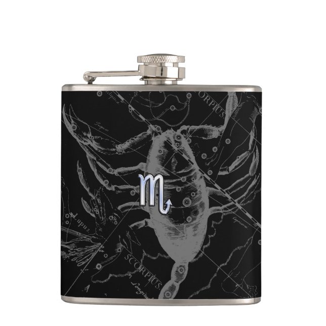 Petaca Cromo como Rótulo Escorpio Zodiaco en Hevelius (Anverso)