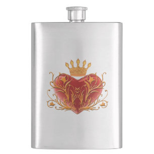 Petaca Crown Filigree Heart Flask